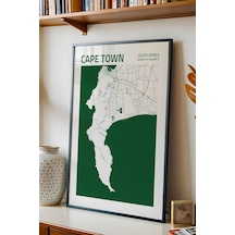 Cape Town Güney Afrika Haritası Çerçeveli Tablo Lüks Salon Ofis Duvar Dekorasyonu Hediyelik Tablo