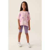 U.S. Polo Assn. U.s. Polo Assn Lisanslı Starry Toz Pembe Kız Çocuk Bermuda Takım 5274-43376 Açık Pembe
