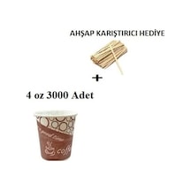 Karton Bardak 4 Oz (120 Ml )3000 Adet+ Ahşap + Karıştıcı