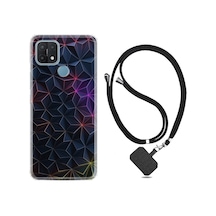Oppo A15S Kılıf Boyun Askılı Renkli Prizmalar 1783 Siyah