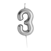Rakamlı Gümüş Silver Pasta Mumu Yaş 3