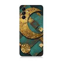 Samsung Galaxy A15 Uyumlu Altın Ay Ve Yıldızlar Desenli Silikon Kılıf Çok Renkli