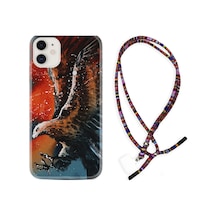 Apple Uyumlu iPhone 12 Kılıf Rasta Boyun Askılı Kartal Uçarken 1718