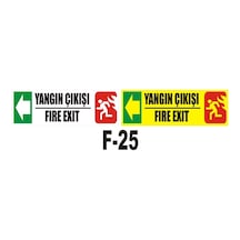 Fosforlu & Düz Levha Yangın Çıkışı Yönlendirme Fıre Exıt Sol Ok