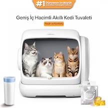 Ubpet C41 Akıllı Otomatik Kedi Tuvaleti, 106l Geniş Hacim, Mobil Uygulama, Otomatik Temizleme, Ağırlık Sensörü, 38db Sessiz Motor, Koku Hediyeli