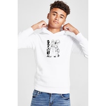 Rurouni Kenshin Black White Art Beyaz Çocuk 3ip Kapşonlu Sweatshirt 001 Beyaz