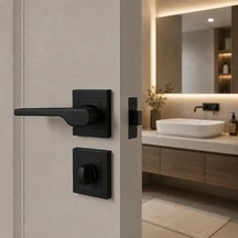 Sese Veroni Modeli Kare Rozetli Wc Kapı Kolu Siyah Renk 200-94r-02-02