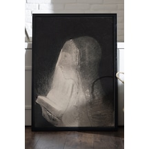 Veiled Truth Siyah Ahşap Çerçeveli Poster, Dekoratif Soyut Monokrom Duvar Tablosu