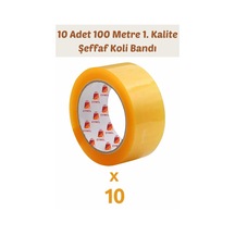 10 Adet 100 Metre Hotmelt Koli Bandı 1. Kalite Şeffaf Renkli, Güçlü Yapışkan, Kağıda Yapışır 10