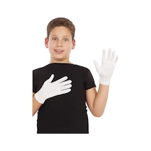 Beyaz Renk Çocuk Boy Likralı Pandomim  Eldiveni