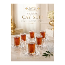 6 Kişilik Cam Lotus Çiçek Model Çay Fincan Takımı Seti 120ml Şeffaf