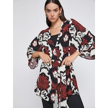Koton Desenli Kuşaklı Kimono Siyah Desenli 3wak50006cw 3WAK50006CW9D9 Siyah