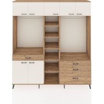 Hyperion Dolap 11 Raflı 4 Çekmeceli 2 Askılı 220x44x243 Çam-aytaşı/çam Aytası/atlas Çam
