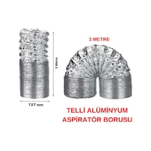 Aspiratör Davlumbaz Ankastre Havalandırma Borusu 3 Metre Çelik Telli Alüminyum Diğer