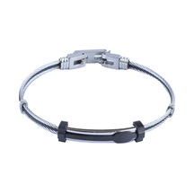 Çizgili Plaka Siyah Çelik Erkek Bileklik Siyah
