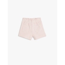 Koton Tüvit Şort Beli Lastikli Cep Detaylı Pembe Ekose 5wmg40013aw Pembe Ekoseli Pembe