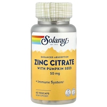 Solaray Zinc Citrate With Pumpkin Seed Immune System 60 Vegcaps