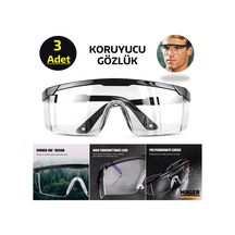 Koruyucu Gözlük - 3 Adet Özel Poşetli - Şeffaf Tam Koruma