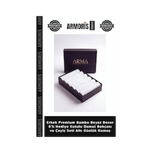 Armoris Erkek Premium Bambu Beyaz Boxer 6'lı Hediye Kutulu Damat Bohçası Ve Çeyiz Seti Altı Günlük Kumaş Beyaz-6
