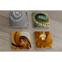 Sarmal Merdivenler Doğal Taş Bardak Altlığı 4'lü Set - Natural Stone Coasters - Taş Çok Renkli
