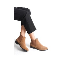 Mubiano Hakiki Deri Collection Kadın Lastik Detaylı Kısa Süet Bot&bootie Taba - Mcsdt036 - Tb Taba