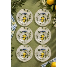 6 Lı Cam Çay Tabağı Limon Ve Kuş Desenli Akdeniz Tasarım 12 Cm 6 Adet Çay Tabak Sarı