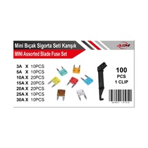 Aem Mini Bıçak Sigorta Seti Karışık Oto Sigorta Seti 100 Parça + Sigorta Çıkarma Klipsi / Tutucu Hed Diğer