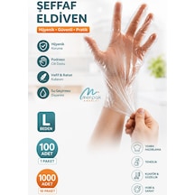 Şeffaf Eldiven Hışır Poşet Eldiven 100'Lü X 10 Paket