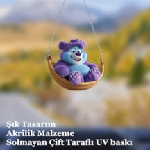 Araba Ayna Süsü, Araba Süsü, Çanta Aksesuarı - Sallanan Ayı - Pleksi Malzeme, Uv Baskılı - 018 8x6 Cm