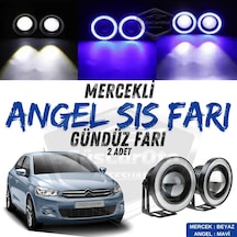 Citroen C Elysee 2012-2023 Uyumlu Üniversal Mercekli Angel Sis Farı Metal Su Geçirmez 76 Mm Halkalı Gündüz Farı Sis Farı 55449523