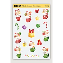 Sevimli Ayıcık Teddy Bear Yılbaşı Yeni Yıl Temalı Sticker Seti - 18 Adet Etiket Çıkartma Diğer