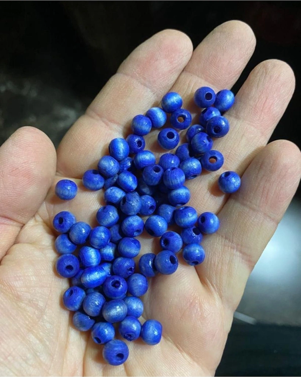6 Mm Koyu Mavi Ahşap Boncuk - Dekor Boncuğu , Makrome Boncuğu 50 Gr , Ort 350-400 Adet