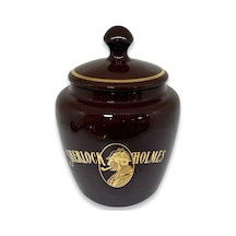 Sherlock Holmes El Yapımı Seramik Pipo Tutun Kavanozu Kahve Large