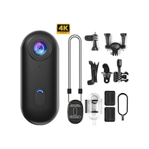 Robeve Mini Wifi Aksiyon Kamerası 4k Giyilebilir Aksiyon Kamera - Su Geçirmez Tasarım - Ses Ve Görüntü - Motorsiklet Görüntü Kaydı - Aksiyon Görüntü Kaydı Siyah
