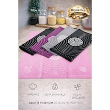 Tilbe Home Silikon Hamur Açma Yoğurma Matı Fırın Altlığı Ölçekli Mat Büyük Boy Renkli 65x45cm