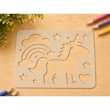3d Baskı Unicorn Ve Gökkuşağı Çizim Şablonu - Desen Kalıbı - Bej