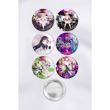 Puella Magi Madoka Magica Çanta Süsü Rozet İğneli Buton Rozet Seti 6 Adet Çok Renkli