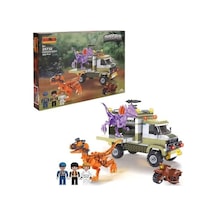 Dinosaur Set Dinozorlar Ve Dinozor Taşıma Aracı 3 Figürlü 366 Parça Açık Bej - Hardal