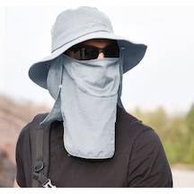 Pazly Çıkarılabilir Yüz-boyun Kapağı Olan Geniş Kenarlı Balıkçı Şapkası, Yaz Güneş Koruması, Erkek/kadın, Koyu Gri Koyu Gri