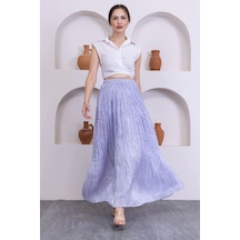 Kırışık Detaylı Etek 6034-lila Lila