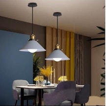 Rsylight Retro Metal Dekoratif Rustik Gri Tekli Sarkıt Avize Çap 30 Cm Beyaz