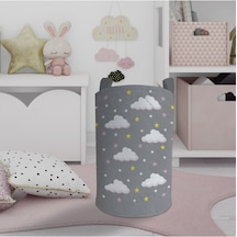 Mekta Home Bebek Ve Çocuk Odası Bulut Ve Yıldız Desenli Çerçeveli Oyuncak Sepeti Renkli Çok Renkli