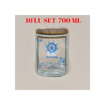 Kavanoz Görünümlü Mikrodalgaya Uygun Tekne Poşeti 10 Adet 15x22 Cm / 700 Ml Ahşap