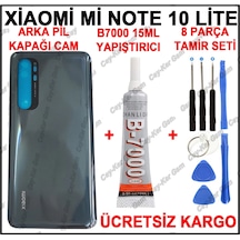 Xiaomi Mi Note 10 Lite Arka Pil Kapak Cam Batarya Kapağı+B7000