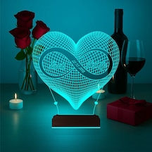 Luvivia Kalp Sonsuzluk Sevgiliye Hediye Kişiye Özel 3d Lamba - Masa Gece Lambası