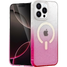 Apple  Uyumlu  iPhone 14 Pro Pummel Shiny Magsafe Kapak Pembe