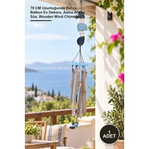 1 Adet Ahşap Rüzgar Çanı 70 Cm Uzunluğunda Bahçe Balkon Ev Dekoru, Asma Ahşap Süs, Wooden Wind Chime No:1