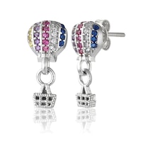 Zanaatsilver 925 Ayar Gümüş Mix Zirkon Taşlı Rodyum Kaplama Uçan Balon Küpe