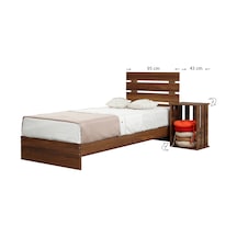 Pasifichome Huga Tek Kişilik Ahşap Karyola Komodin Takım Ceviz 90 Cm