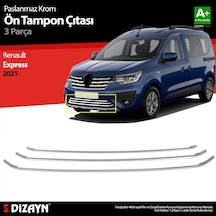 S-dizayn Renault Express Krom Ön Tampon Çıtası 3 Prç 2021 Üzeri